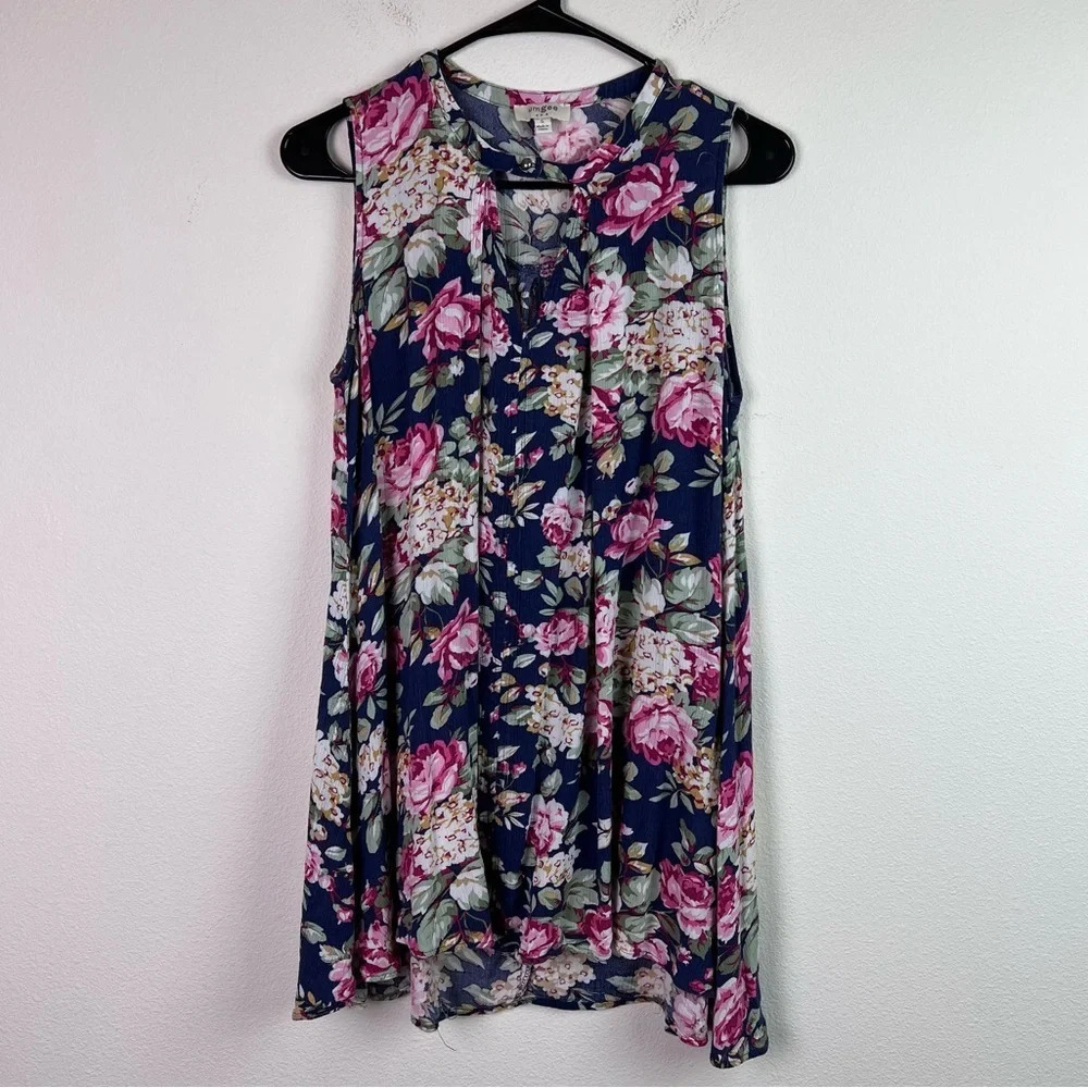 Umgee USA Floral Dress Size Small‎ Keyhole Front Mini Tunic Style Sleeveless